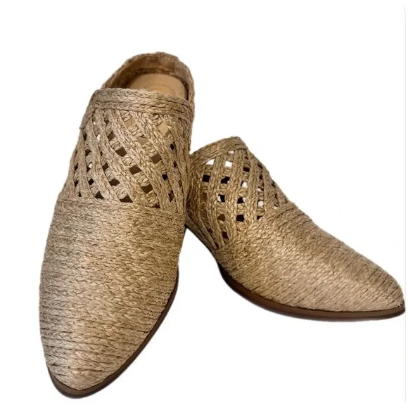 Comfort est. 1946 Woven Mules Women 8W Natural Boho Straw Block Heel Shoes - Picture 3 of 16